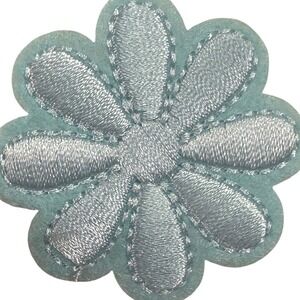 Daisy Flower Iron On Patch Lot 8 Piece Light Blue Embroidered Applique